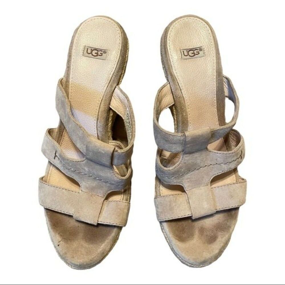 Ugg Beige Tan Women's Tawnie Wedge Slip On Sandals Size 7